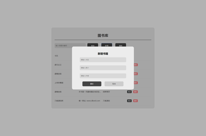 图书库毕业设计网页增删改查源码-零玖吧