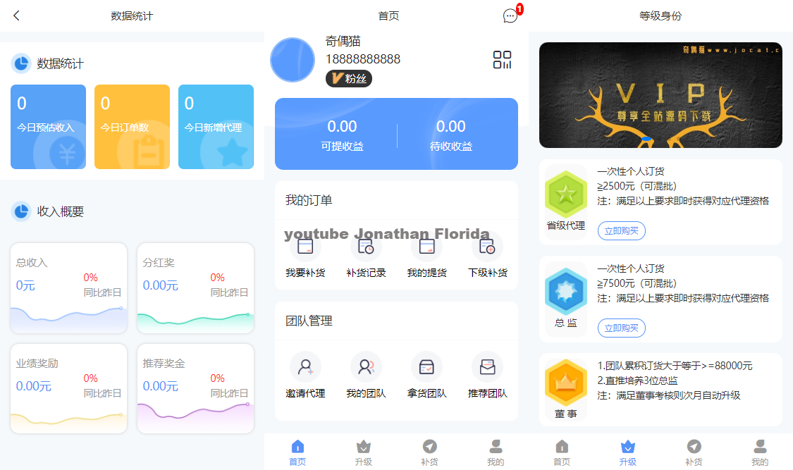 微商分销代理商城源码下载代理等级和升级条件(小程序+公众号)-零玖吧